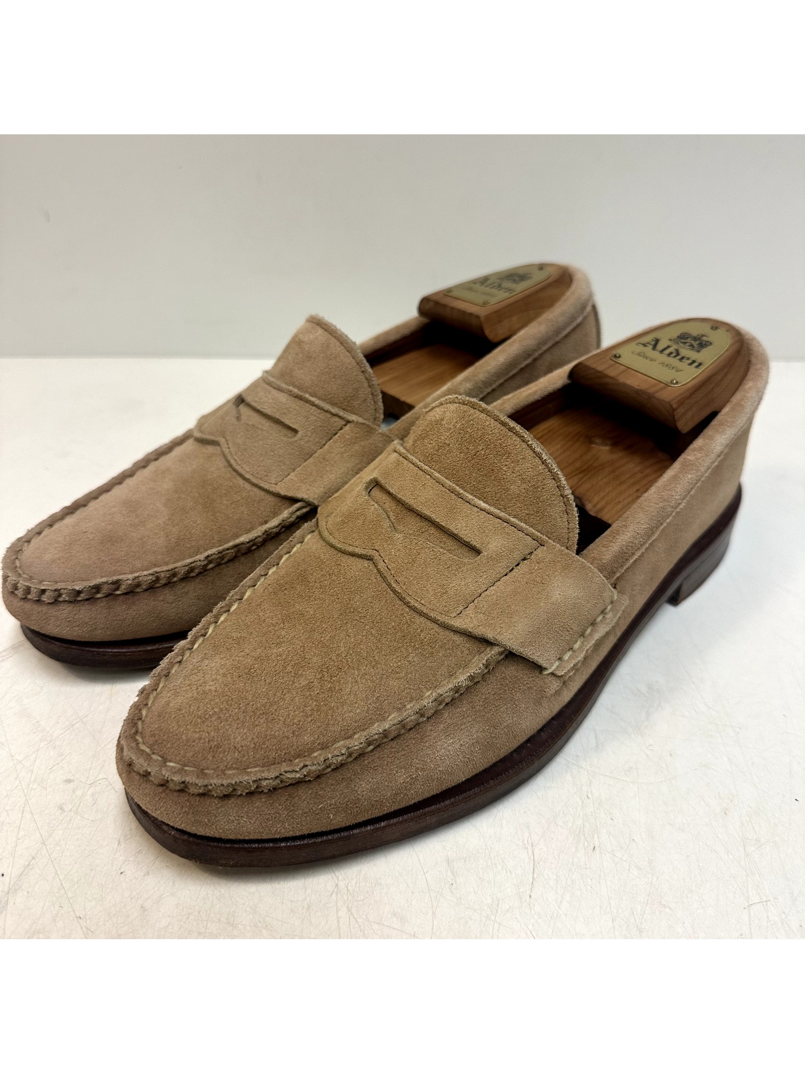 Euc Rancourt & Co. X Cole Haan Tan Suede Pinch Penny Loafer Moc Maine Usa 8.5 D